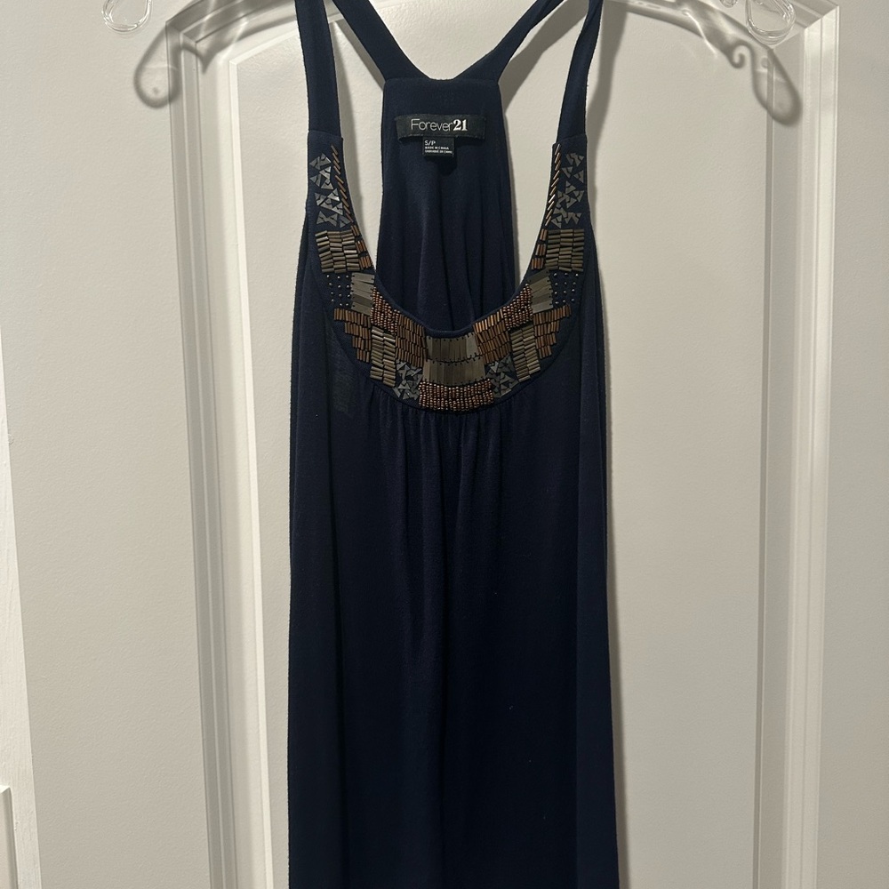 Forever 21 Size S Navy Embellished Racerback Tank Top